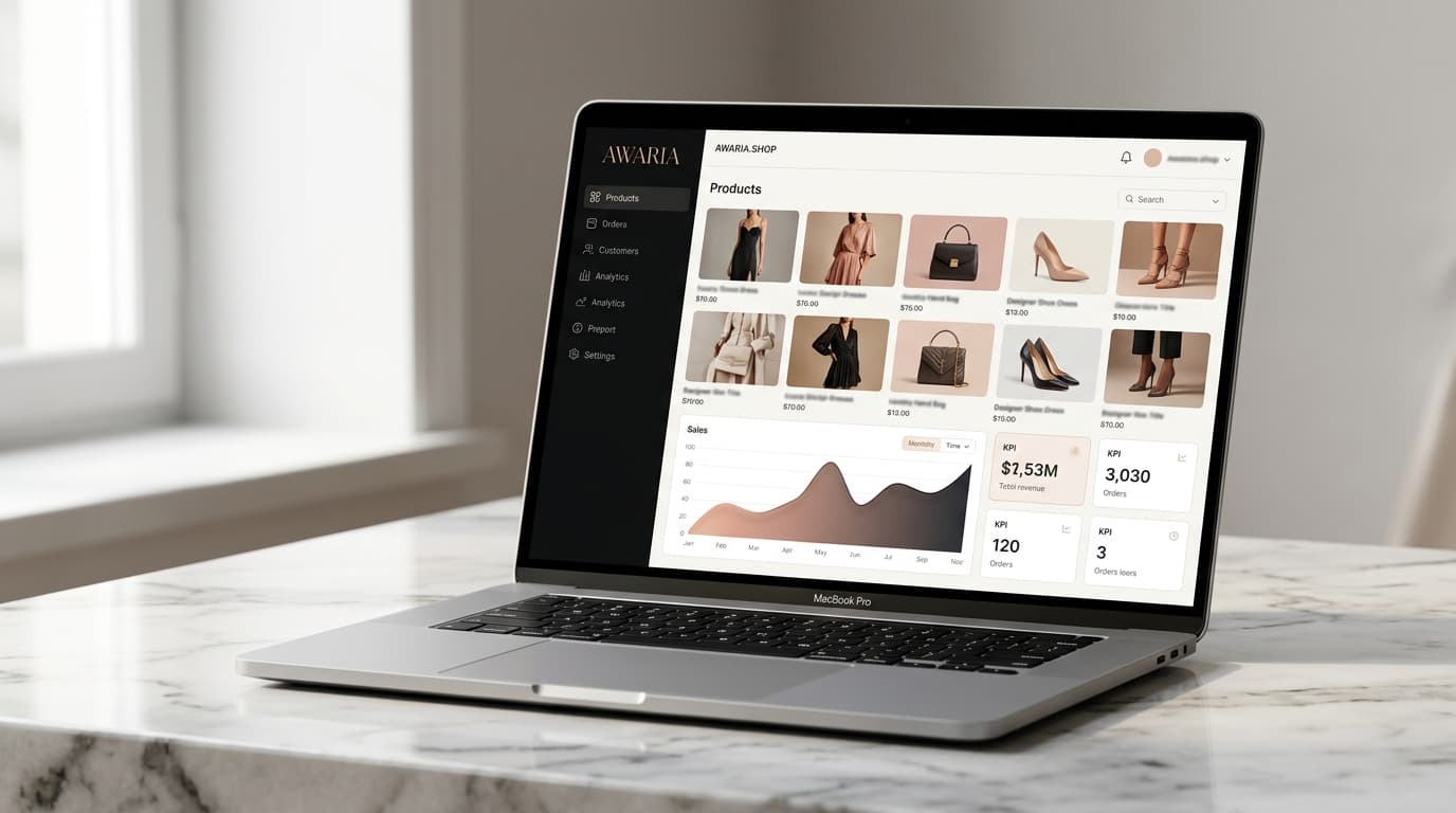 Panel administrativo de AWARIA — gestión de productos de moda